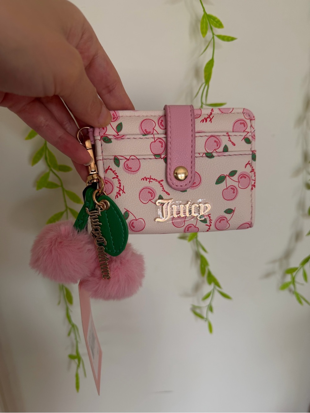 Juicy Couture Pink Cherry Card & Pom Keychain Holder